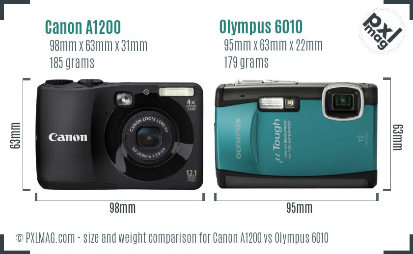 Canon A1200 vs Olympus 6010 size comparison Canon A1200 vs Olympus 6010 size comparison