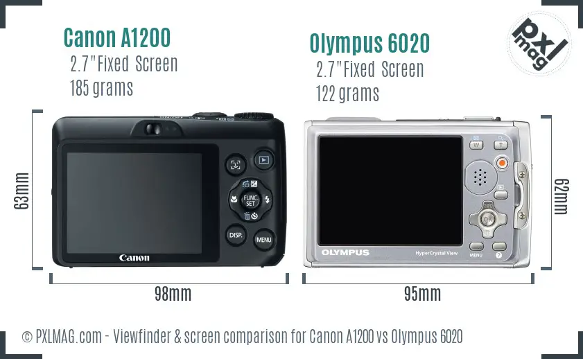 Canon A1200 vs Olympus 6020 Screen and Viewfinder comparison