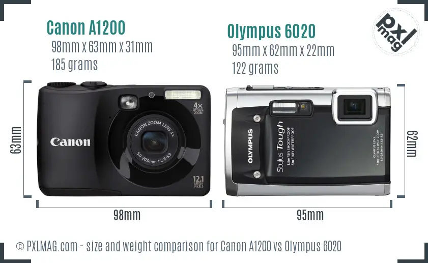 Canon A1200 vs Olympus 6020 size comparison