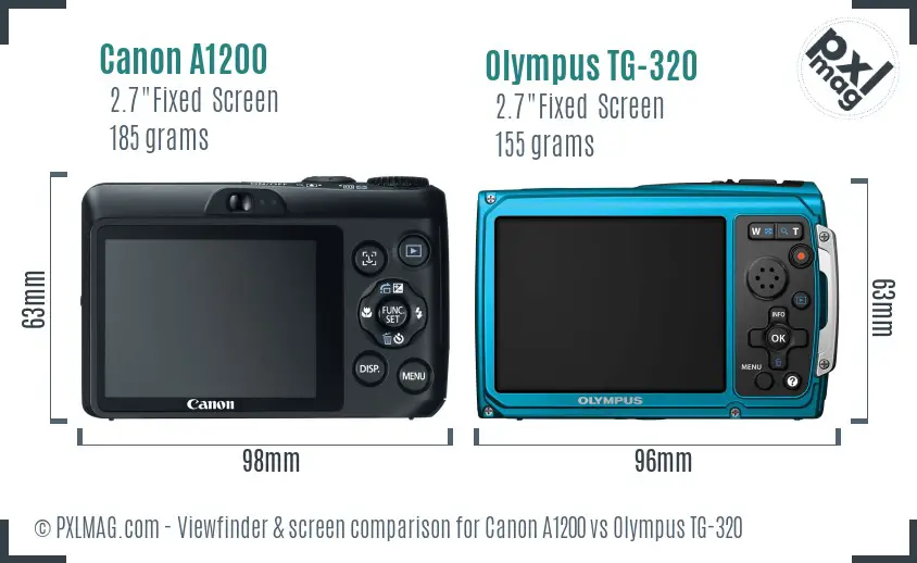 Canon A1200 vs Olympus TG-320 Screen and Viewfinder comparison