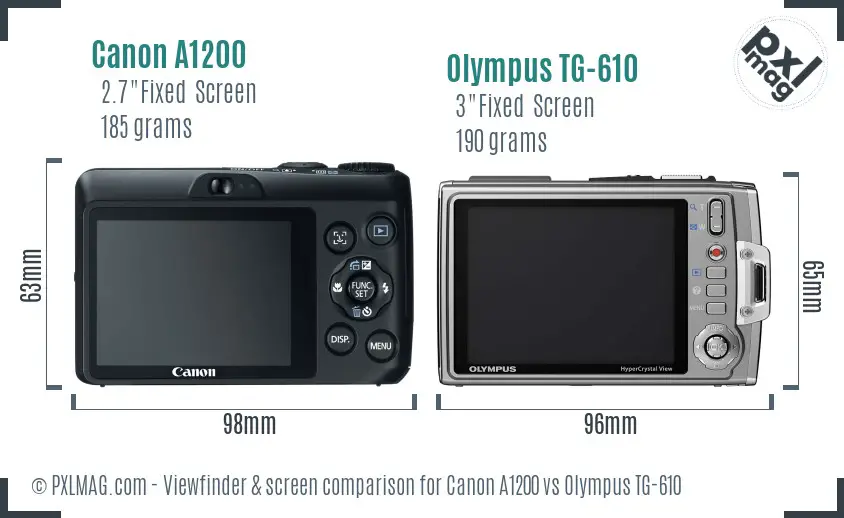 Canon A1200 vs Olympus TG-610 Screen and Viewfinder comparison
