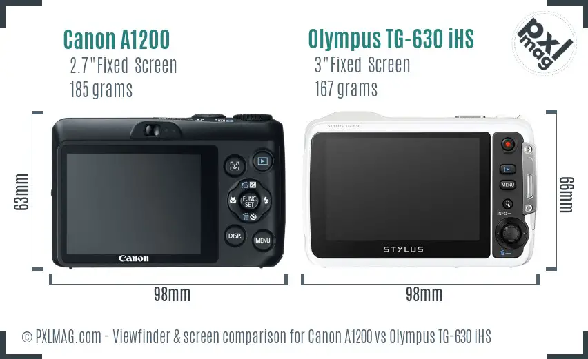 Canon A1200 vs Olympus TG-630 iHS Screen and Viewfinder comparison