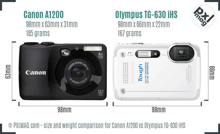 Canon A1200 vs Olympus TG-630 iHS size comparison