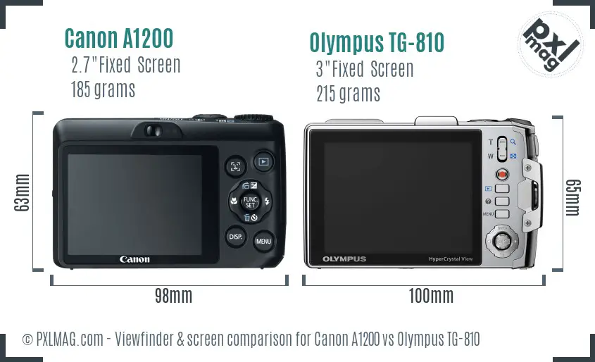 Canon A1200 vs Olympus TG-810 Screen and Viewfinder comparison