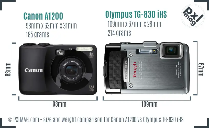 Canon A1200 vs Olympus TG-830 iHS size comparison
