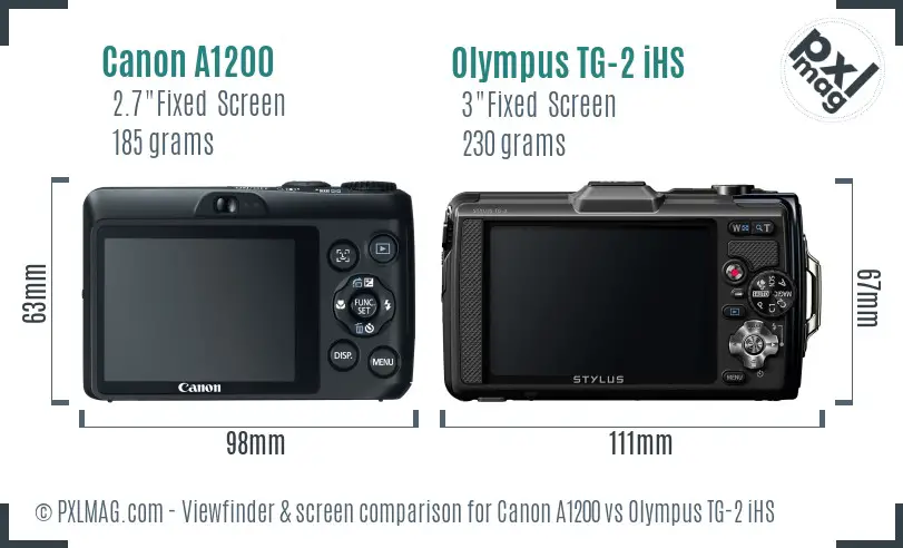 Canon A1200 vs Olympus TG-2 iHS Screen and Viewfinder comparison