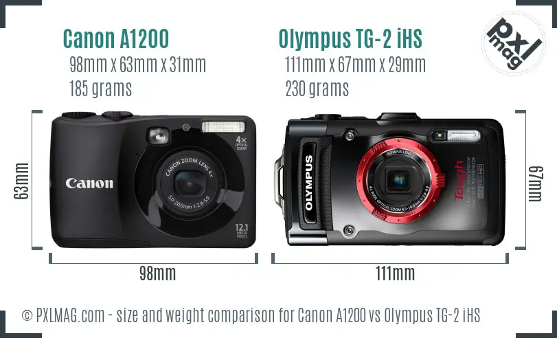 Canon A1200 vs Olympus TG-2 iHS size comparison