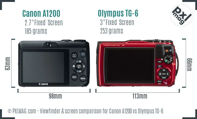 Canon A1200 vs Olympus TG-6 Screen and Viewfinder comparison