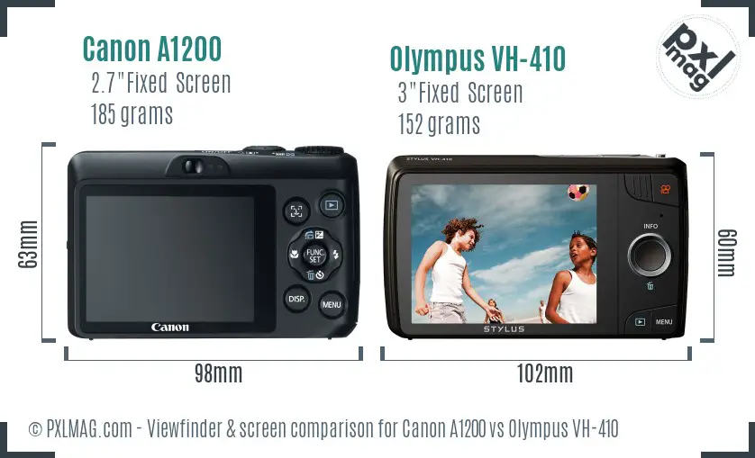 Canon A1200 vs Olympus VH-410 Screen and Viewfinder comparison Canon A1200 vs Olympus VH-410 Screen and Viewfinder comparison