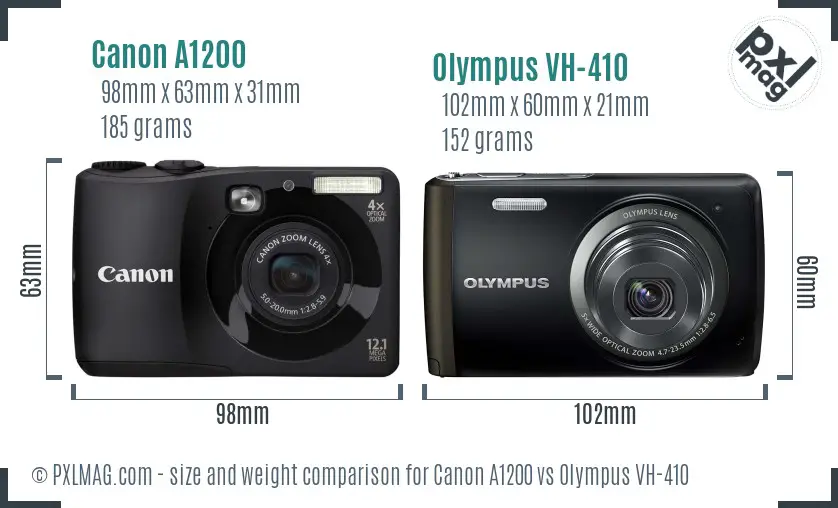 Canon A1200 vs Olympus VH-410 size comparison Canon A1200 vs Olympus VH-410 size comparison