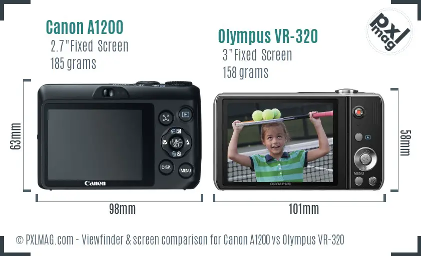Canon A1200 vs Olympus VR-320 Screen and Viewfinder comparison
