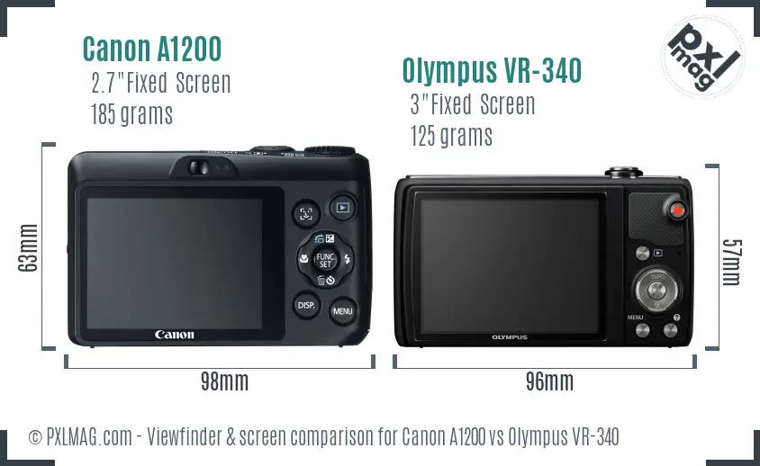 Canon A1200 vs Olympus VR-340 Screen and Viewfinder comparison Canon A1200 vs Olympus VR-340 Screen and Viewfinder comparison