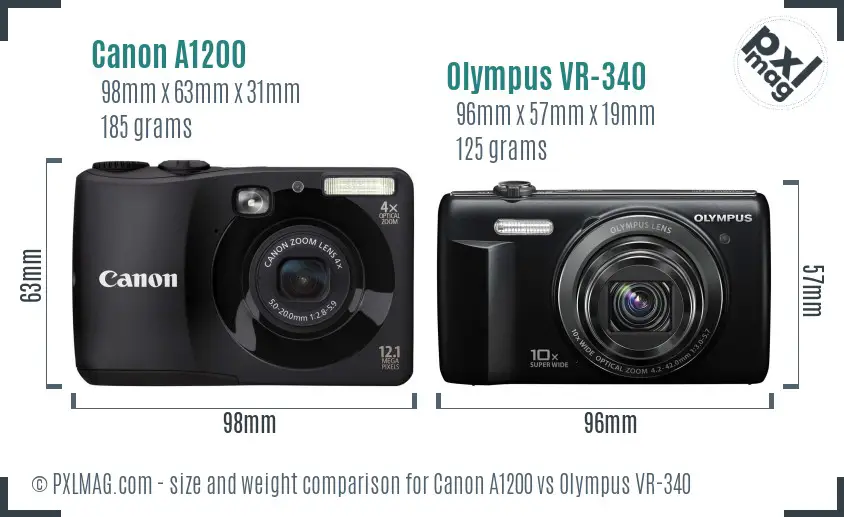 Canon A1200 vs Olympus VR-340 size comparison Canon A1200 vs Olympus VR-340 size comparison