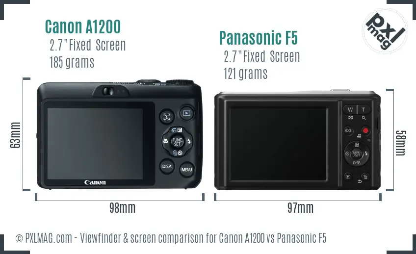 Canon A1200 vs Panasonic F5 Screen and Viewfinder comparison