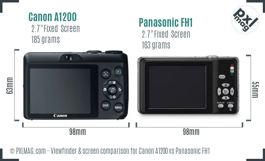 Canon A1200 vs Panasonic FH1 Screen and Viewfinder comparison