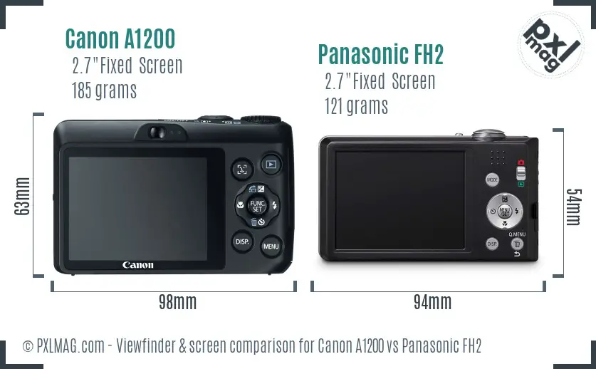 Canon A1200 vs Panasonic FH2 Screen and Viewfinder comparison