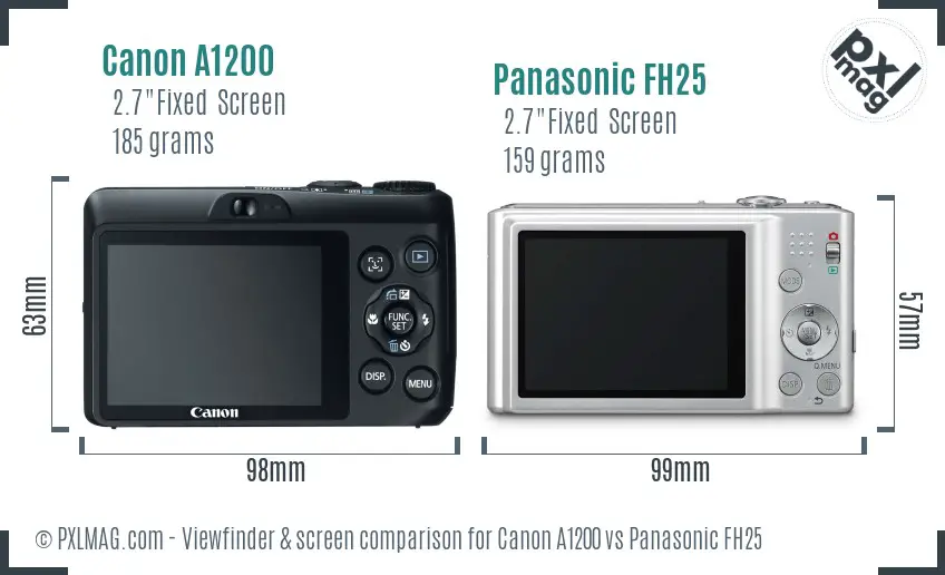 Canon A1200 vs Panasonic FH25 Screen and Viewfinder comparison Canon A1200 vs Panasonic FH25 Screen and Viewfinder comparison