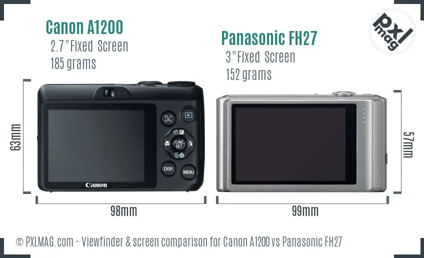 Canon A1200 vs Panasonic FH27 Screen and Viewfinder comparison