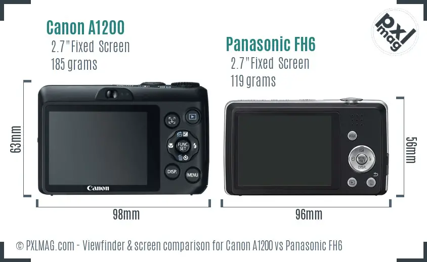 Canon A1200 vs Panasonic FH6 Screen and Viewfinder comparison