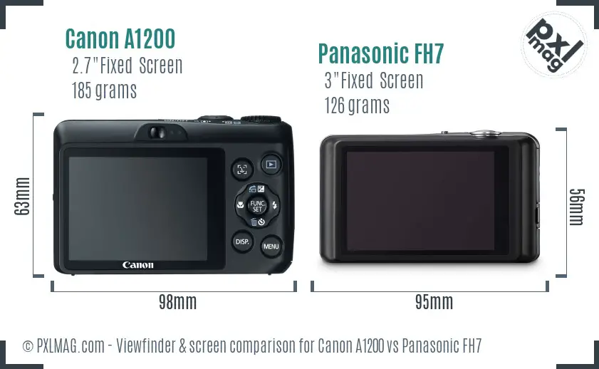 Canon A1200 vs Panasonic FH7 Screen and Viewfinder comparison