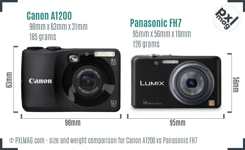 Canon A1200 vs Panasonic FH7 size comparison