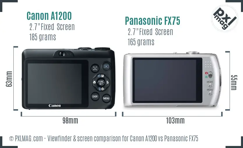 Canon A1200 vs Panasonic FX75 Screen and Viewfinder comparison