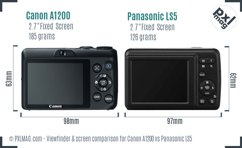 Canon A1200 vs Panasonic LS5 Screen and Viewfinder comparison