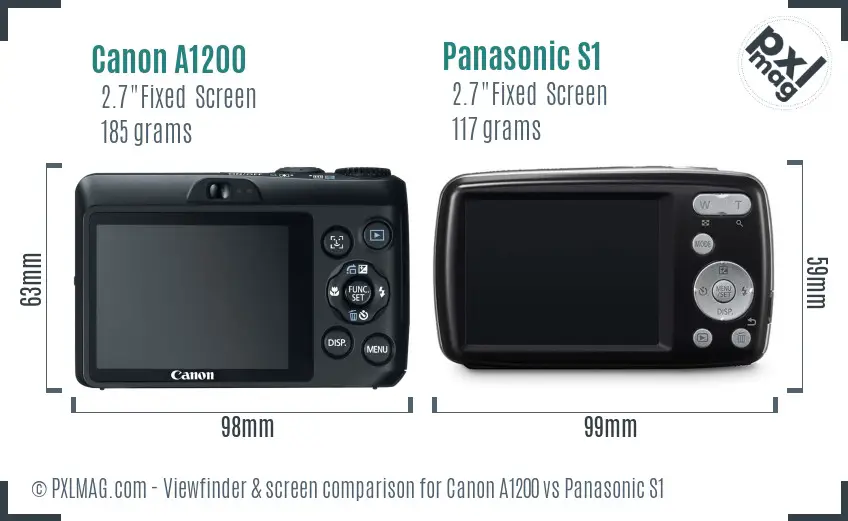 Canon A1200 vs Panasonic S1 Screen and Viewfinder comparison Canon A1200 vs Panasonic S1 Screen and Viewfinder comparison