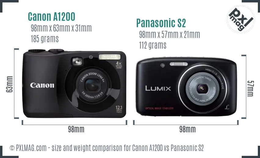 Canon A1200 vs Panasonic S2 size comparison