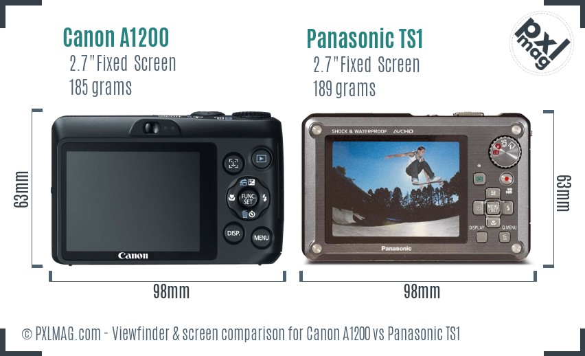 Canon A1200 vs Panasonic TS1 Screen and Viewfinder comparison