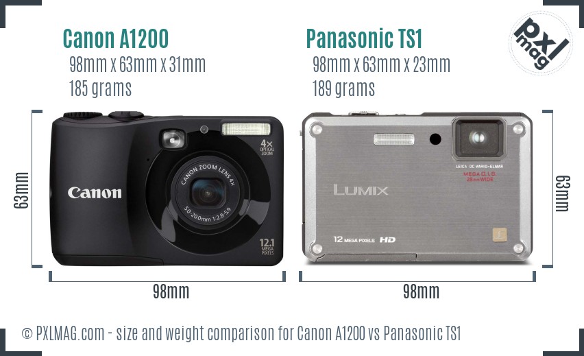 Canon A1200 vs Panasonic TS1 size comparison Canon A1200 vs Panasonic TS1 size comparison