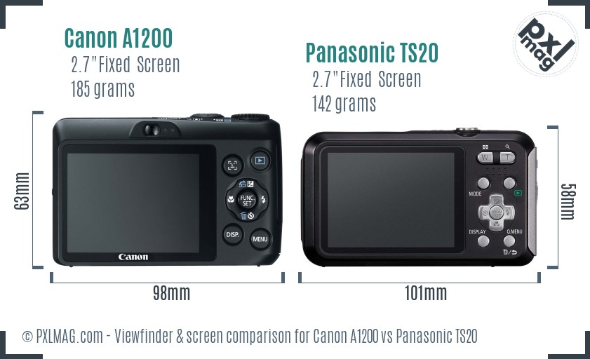 Canon A1200 vs Panasonic TS20 Screen and Viewfinder comparison