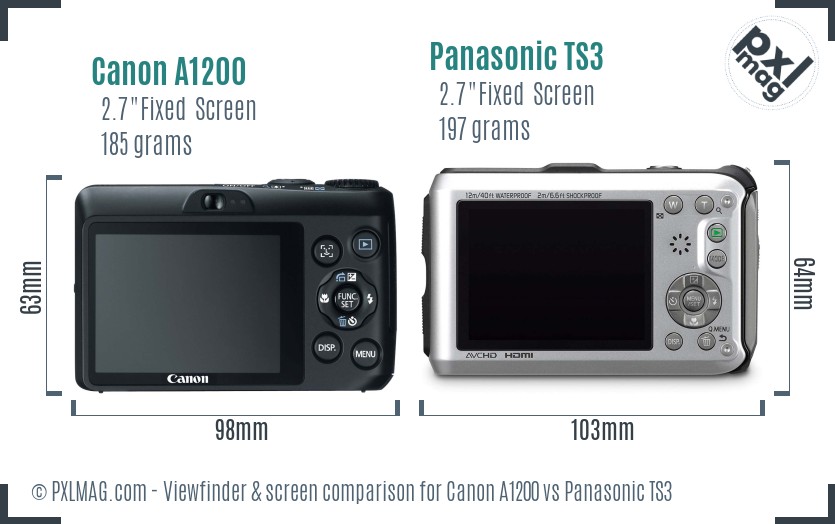 Canon A1200 vs Panasonic TS3 Screen and Viewfinder comparison