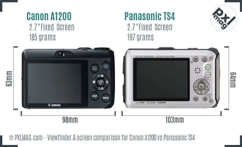 Canon A1200 vs Panasonic TS4 Screen and Viewfinder comparison Canon A1200 vs Panasonic TS4 Screen and Viewfinder comparison