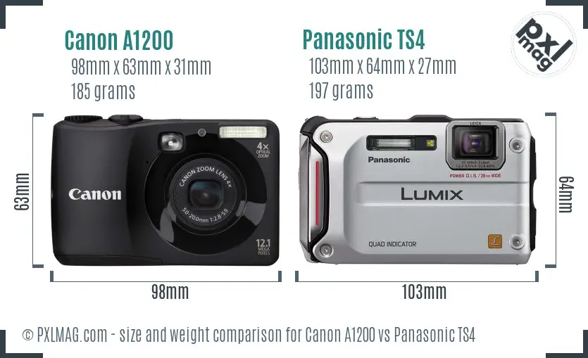 Canon A1200 vs Panasonic TS4 size comparison Canon A1200 vs Panasonic TS4 size comparison
