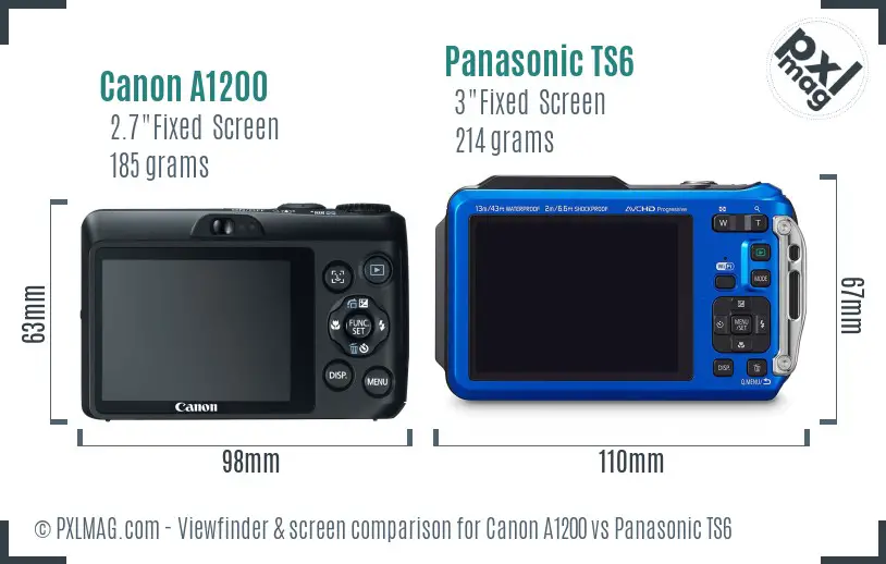 Canon A1200 vs Panasonic TS6 Screen and Viewfinder comparison