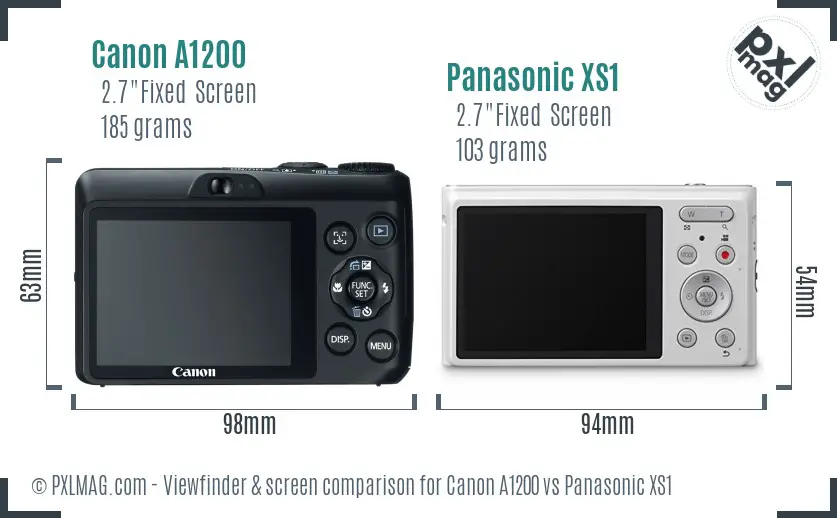 Canon A1200 vs Panasonic XS1 Screen and Viewfinder comparison Canon A1200 vs Panasonic XS1 Screen and Viewfinder comparison