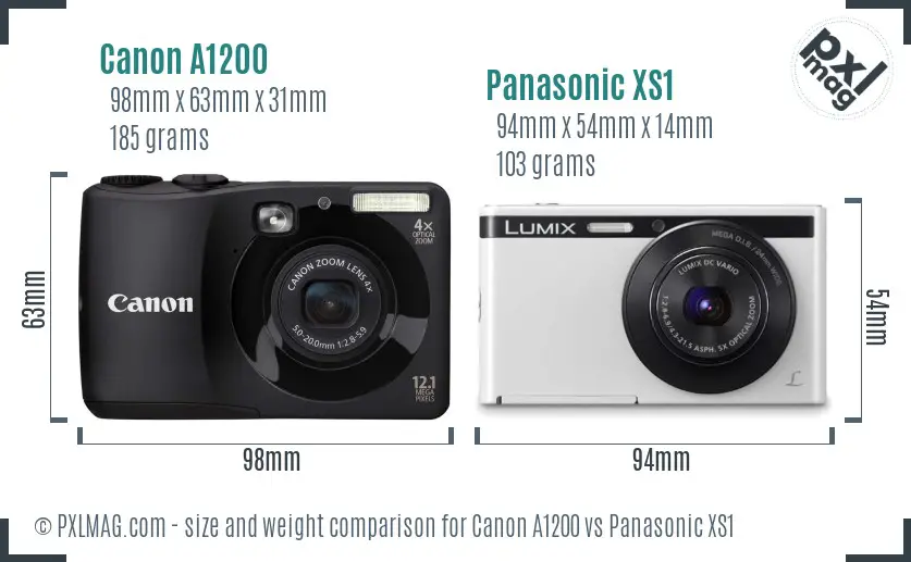 Canon A1200 vs Panasonic XS1 size comparison Canon A1200 vs Panasonic XS1 size comparison