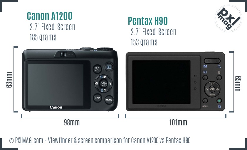 Canon A1200 vs Pentax H90 Screen and Viewfinder comparison