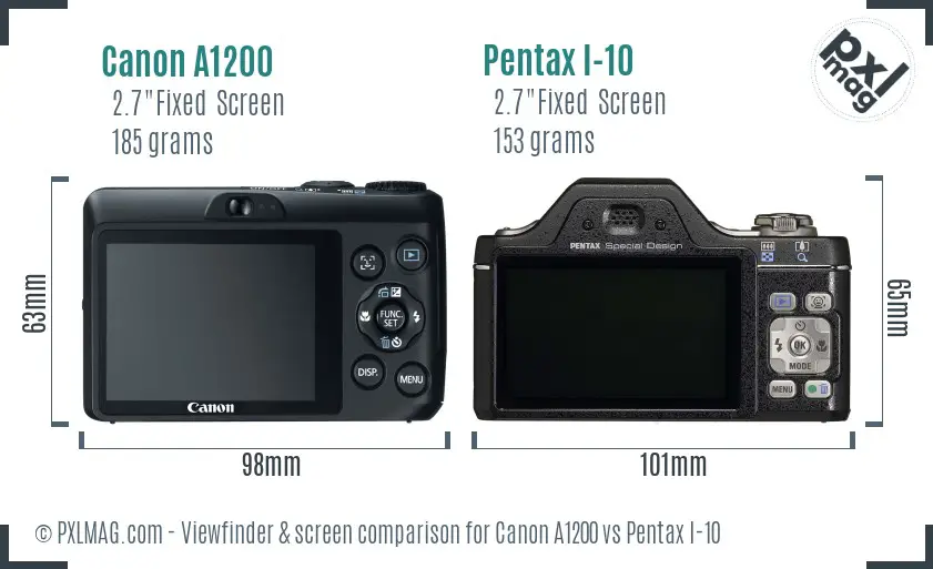 Canon A1200 vs Pentax I-10 Screen and Viewfinder comparison