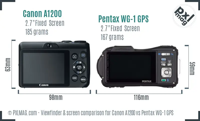Canon A1200 vs Pentax WG-1 GPS Screen and Viewfinder comparison