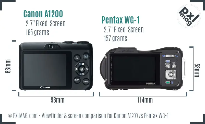 Canon A1200 vs Pentax WG-1 Screen and Viewfinder comparison