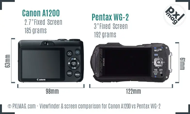 Canon A1200 vs Pentax WG-2 Screen and Viewfinder comparison