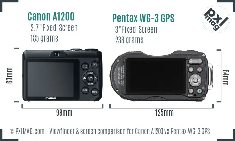 Canon A1200 vs Pentax WG-3 GPS Screen and Viewfinder comparison