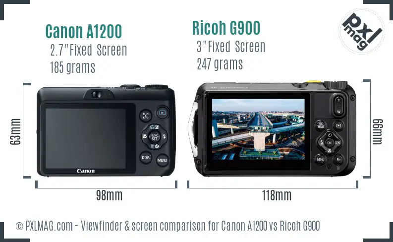 Canon A1200 vs Ricoh G900 Screen and Viewfinder comparison