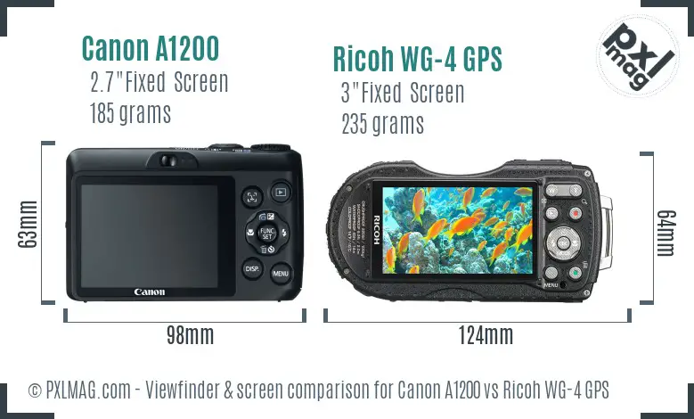 Canon A1200 vs Ricoh WG-4 GPS Screen and Viewfinder comparison Canon A1200 vs Ricoh WG-4 GPS Screen and Viewfinder comparison