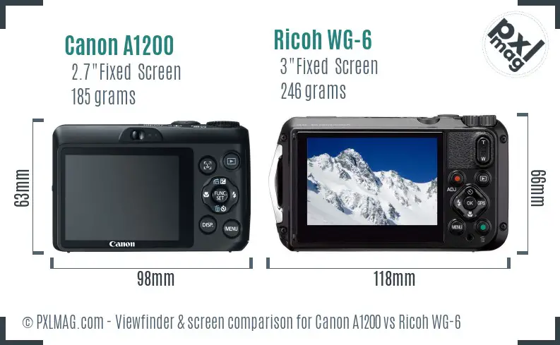 Canon A1200 vs Ricoh WG-6 Screen and Viewfinder comparison Canon A1200 vs Ricoh WG-6 Screen and Viewfinder comparison