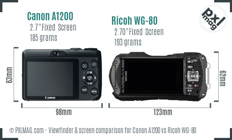 Canon A1200 vs Ricoh WG-80 Screen and Viewfinder comparison