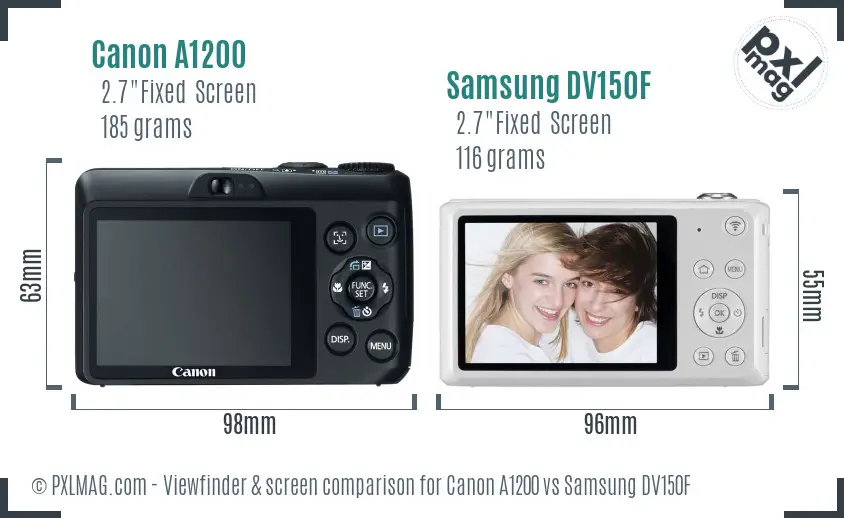 Canon A1200 vs Samsung DV150F Screen and Viewfinder comparison