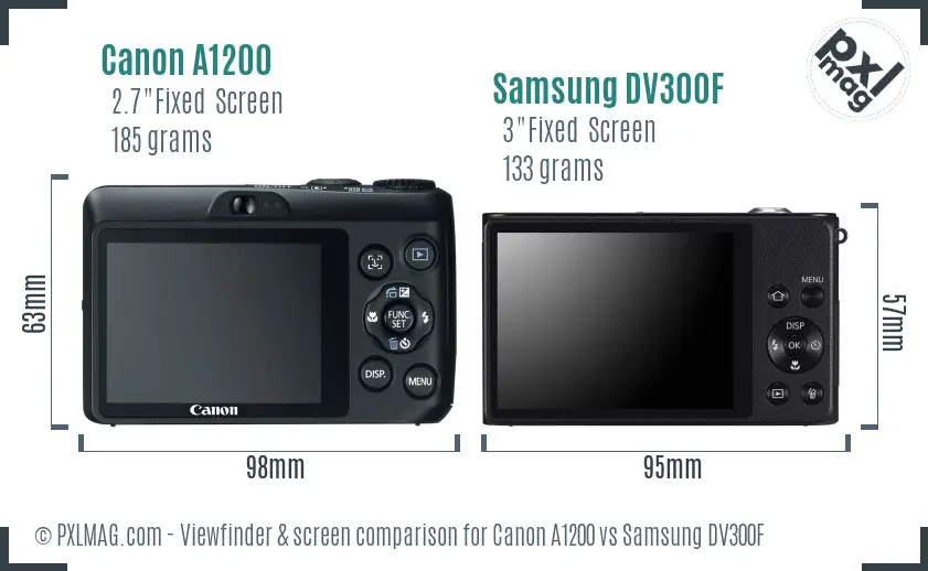 Canon A1200 vs Samsung DV300F Screen and Viewfinder comparison